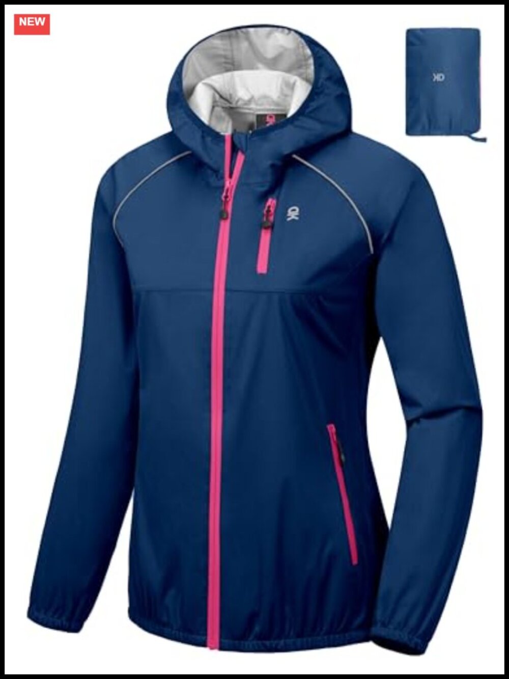 Women's Lightweight Waterproof Cycling Jacket with Hood Packable Windproof